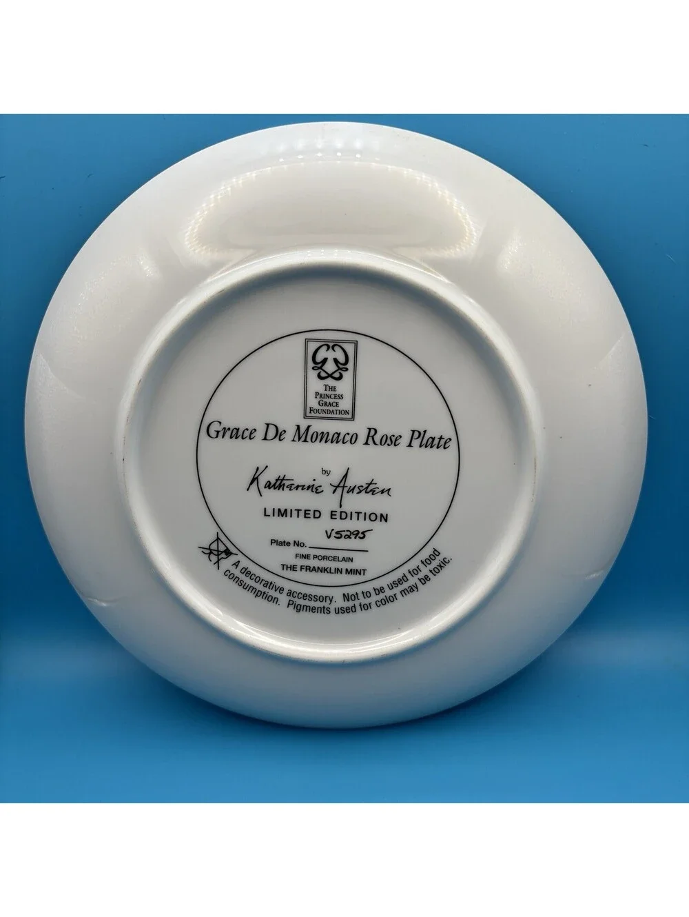 Grace De Monaco Rose Plate Franklin Mint